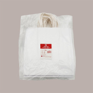 Shopper Busta Carta Bianca con Manico Cordino 26+17 H 27 cm gr 100 50 Pezzi [782d36b2]