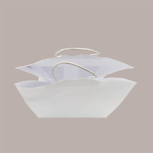 Shoppers Busta Carta Bianca con Manico Cordino 28+20 H 31 cm gr 100 50 Pezzi [fad1a9ad]