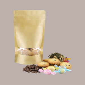 Sacchetto in Carta Avana Doypack con Finestra 80x140+25+25 mm 2 x 50 Pezzi