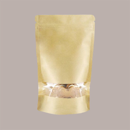 Sacchetto in Carta Avana Doypack con Finestra 110x190+35+35 mm 2 x 50 Pezzi [885849a3]