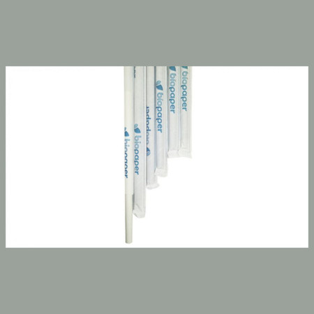 150 Pz Cannuccia Dritta in Carta Incartata Singola Foro 6 H200mm [543e0052]