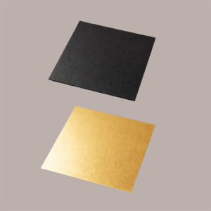 Tavoletta Vassoio Rigido Sottotorta Dolce in Cartoncino Alimentare Oro e Nero 14x14 cm 10 Kg [c437581a]