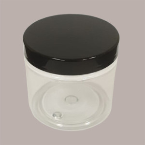 Vaso Barattolo Pet Trasparente 200 Ml + Coperchio Nero Lucido Ideale per Gelato 10 pezzi