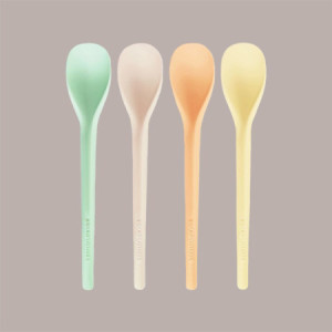 Cucchiaino Bio 15 cm Beige in PLA Ideale per Gelato Frappè Yogurt Granita Ice Curvy M 1 kg [fd125734]