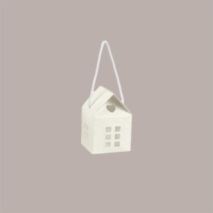 Scatola Mini Casetta con Cordino in Carta Fibra Bianco Ideale per Confetti 80x80x75 mm 20 pezzi [dbce9480]