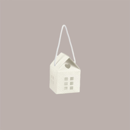 Scatola Mini Casetta con Cordino in Carta Fibra Bianco Ideale per Confetti 80x80x75 mm 20 pezzi [dbce9480]