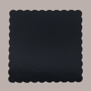 Sottotorta Vassoio Cartone Quadrato 39x39 cm Bordo Smerlato Ala Oro Nero Usa e Getta 10 Kg