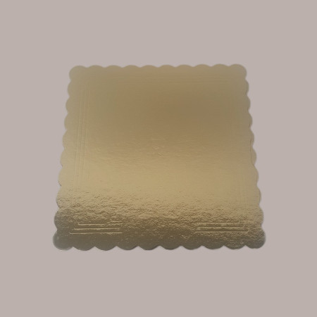 Sottotorta Vassoio Cartone Quadrato Bordo Smerlato Ala Oro Nero Usa e Getta 22x22 cm 10 Kg [309200f7]