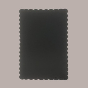 Sottotorta Vassoio Cartone Rettangolare Bordo Smerlato Ala Oro Nero Usa e Getta 17x36cm 10 Kg