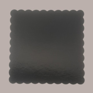 Sottotorta Vassoio Cartone Quadrato Bordo Smerlato Ala Oro Nero Usa e Getta 35x35 cm 10 Kg
