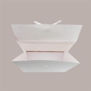 Borsa Carta Chiusura Velcro Bianco con nastro in raso 24+11x21 cm 10 Pezzi [6483e6d7]
