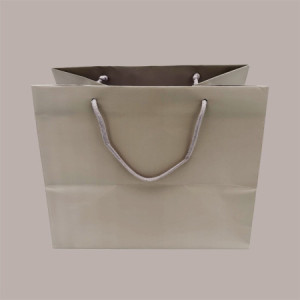 Borsa Carta Lusso Tortora con cordino 32+22x26 cm 10 Pezzi [8d14bcdf]