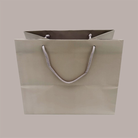 Borsa Carta Lusso Tortora con cordino 32+22x26 cm 10 Pezzi [8d14bcdf]