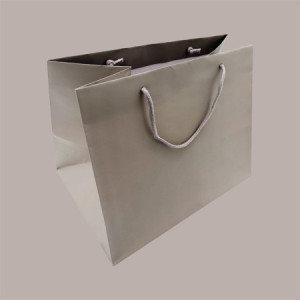 Borsa Carta Lusso Tortora con cordino 32+22x26 cm 10 Pezzi