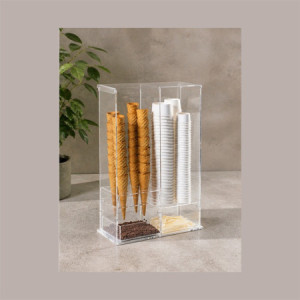 Espositore Trasparente Porta Coni Coppette Palette e Salviette 37X18 cm H58 cm [77e59b55]