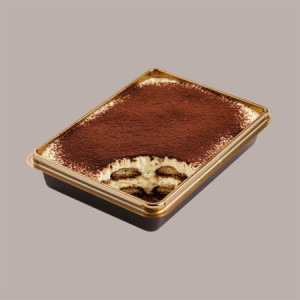 Vaschetta Monouso per Tiramisù e Dolci al Cucchiaio Monoporzione Colore Oro 15,5x10H2,3 cm 50 pezzi