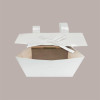 Borsa Carta Chiusura Velcro Bianco con nastro in raso 16+8x14 cm 10 Pezzi [fe10f257]