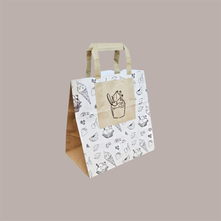 Borsa Shopper in Carta ideale per Vaschette Gelato Grafica Tono su Tono 26+17H27cm 200 pezzi [b1687eb2]