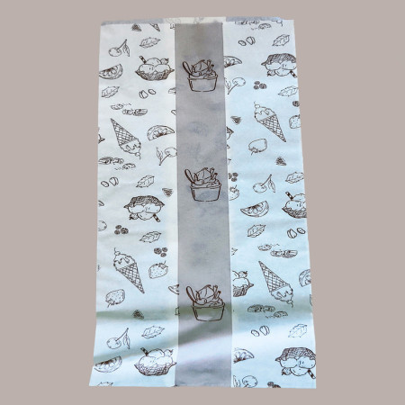 Sacchetto Carta Antigrasso Grafica Gelato Tono su Tono 17+10x40cm 500 pezzi [636e9102]