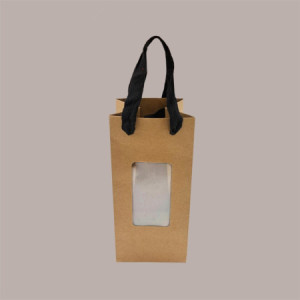 Borsa Shopper Carta Naturale Porta Vasetti con Finestra 8+8x18 cm 20 pezzi [198d26ed]