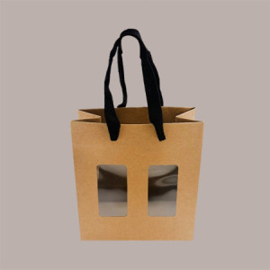 Borsa Shopper Carta Naturale Porta Vasetti con Finestra 16,6+8x18 cm 20 pezzi [90784fef]