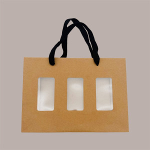 Borsa Shopper Carta Naturale Porta Vasetti con Finestra 25+8x18 cm 20 pezzi [79ef15e7]