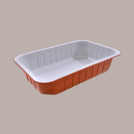 Contenitore Alluminio Terracotta interno bianco laccato 2 Porzioni Smothwall 220x150H45mm AS221000 50 pezzi [de149362]
