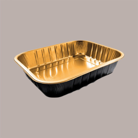 Contenitore Alluminio Oro Nero 4 Porzioni Eclipse per Microonde Smoth Wall 236x185H49mm AS221530 50 pezzi [70235674]