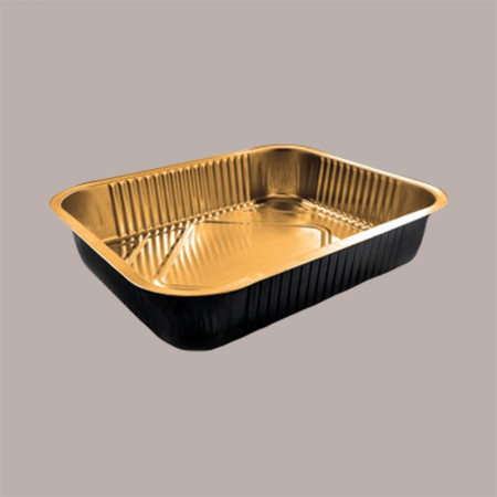Contenitore Alluminio Oro Nero 8 Porzioni Eclipse per Microonde Smoth Wall  322x262H69mm AS223600 25 pezzi [83d76573]
