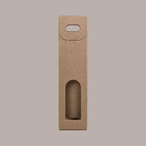 20 Pz Scatola Astuccio Porta 1 Bottiglia 750 ml Olio Vino Cartoncino Marrone grafica effetto pelle con Finestra 90x90 [ee7b7abd]