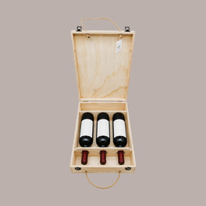 1 Pz Scatola in Legno di Pino Cassetta Stesa porta 3 Bottiglie Olio Vino da 750 Ml  350x290H9,5mm [d85b325e]