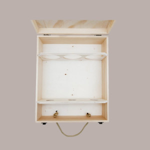 1 Pz Scatola in Legno di Pino Cassetta Stesa porta 3 Bottiglie Olio Vino da 750 Ml  350x290H9,5mm [6a16b444]
