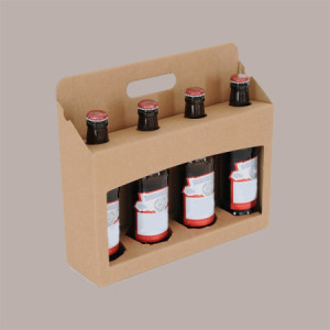 Scatola Astuccio Porta 4 bottiglie da 33cl Pub Cartoncino Avana 310x85x275 mm 10 pezzi