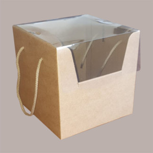 Scatola Prestige in Carta Avana con Coperchio Trasparente 210x210H210mm 5 pezzi [f93848ad]