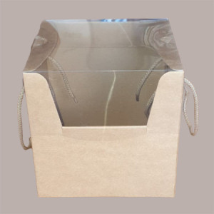 Scatola Prestige in Carta Avana con Coperchio Trasparente 210x210H210mm 5 pezzi