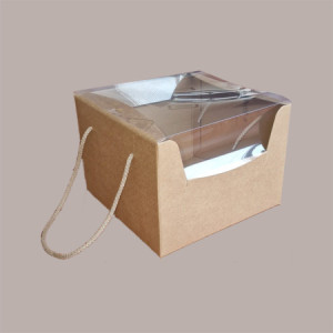 Scatola Prestige in Carta Avana con Coperchio Trasparente 245x245H180mm 5 pezzi [fee00151]