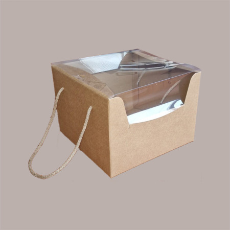 Scatola Prestige in Carta Avana con Coperchio Trasparente 245x245H180mm 5 pezzi [fee00151]