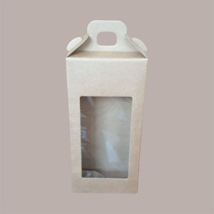 Scatola per Confezione Regalo Valigetta Natale in Cartoncino Avana Liscio con Finestra PVC 130x70H280mm 10 Pz [4bd25015]