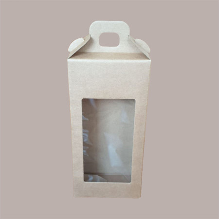 Scatola per Confezione Regalo Valigetta Natale in Cartoncino Avana Liscio con Finestra PVC 130x70H280mm 10 Pz [4bd25015]