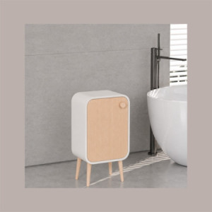 Cestino Pattumiera Automatica Sensore 20 Lt in Acciaio Inox Bianco con Gambe in Legno JAH9716 [a73ec46b]