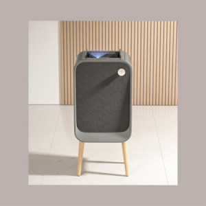 Cestino Pattumiera Automatica Sensore 20 Lt in Acciaio Inox Grigio con Gambe in Legno JAH9716