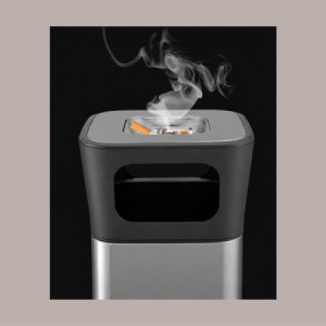 Cestino Pattumiera Quadrato con Posacenere 25 Lt in Acciaio Inox Argento  JAH3222 [12d64e45]