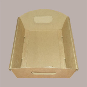 Cesto per Confezioni Regalo Natalizie in Cartoncino Avana Liscio Piccolo Mini Rettangolare 220x155H60mm 10 Pz