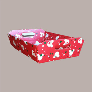 Cesto per Confezioni Regalo Natalizie in Cartoncino Rosso Grafica Topolino Rettangolare Piccolo 310x220H90mm 10 Pz [8d339c1a]