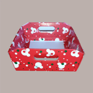 Cesto per Confezioni Regalo Natalizie in Cartoncino Rosso Grafica Topolino Rettangolare Medio 350x260H70mm 10 Pz