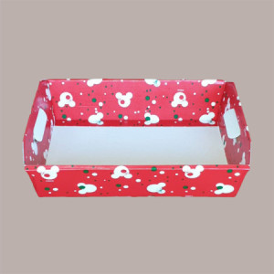 Cesto per Confezioni Regalo Natalizie in Cartoncino Rosso Grafica Topolino Rettangolare Medio 350x260H70mm 10 Pz [64a4c612]