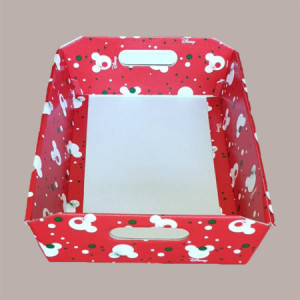 Cesto per Confezioni Regalo Natalizie in Cartoncino Rosso Grafica Topolino Rettangolare Medio 350x260H70mm 10 Pz [61f4810c]