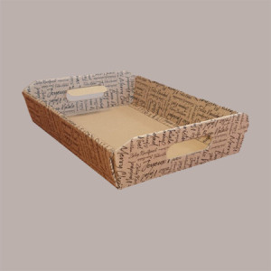 Cesto per Confezioni Regalo Natalizie in Cartoncino Marrone grafica Natale Words Rettangolare Piccolo 310x220H90mm 10 [be421d6b]