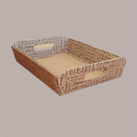 Cesto per Confezioni Regalo Natalizie in Cartoncino Marrone grafica Natale Words Rettangolare Piccolo 310x220H90mm 10 [be421d6b]