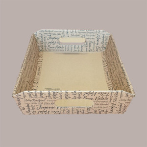 Cesto per Confezioni Regalo Natalizie in Cartoncino Marrone grafica Natale Words Rettangolare Piccolo 310x220H90mm 10 Pz